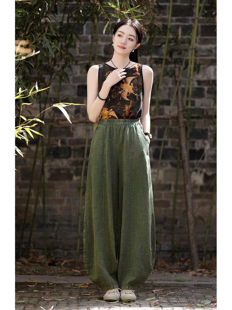 Women's New Arrival Spring Cotton Linen Casual Zen Meditation Pants