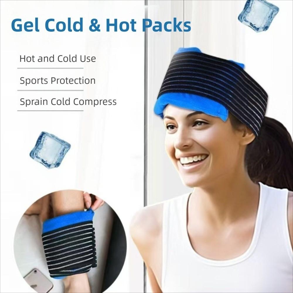 Elastic Gel Cold & Hot Packs Secure Fastening No Leakage 2 Ice Packs with 1 Adjustable Wrap Muscle Recovery Comfortable
