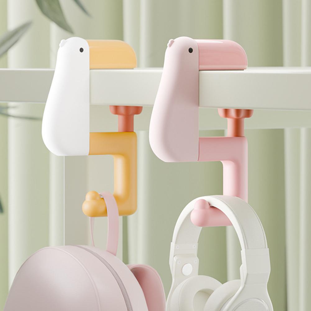 Cute Portable Desk Side Hanging Bag Hook Multifunctional Adjustable Table Bag Hanger Plastic Travel Bag Organizer