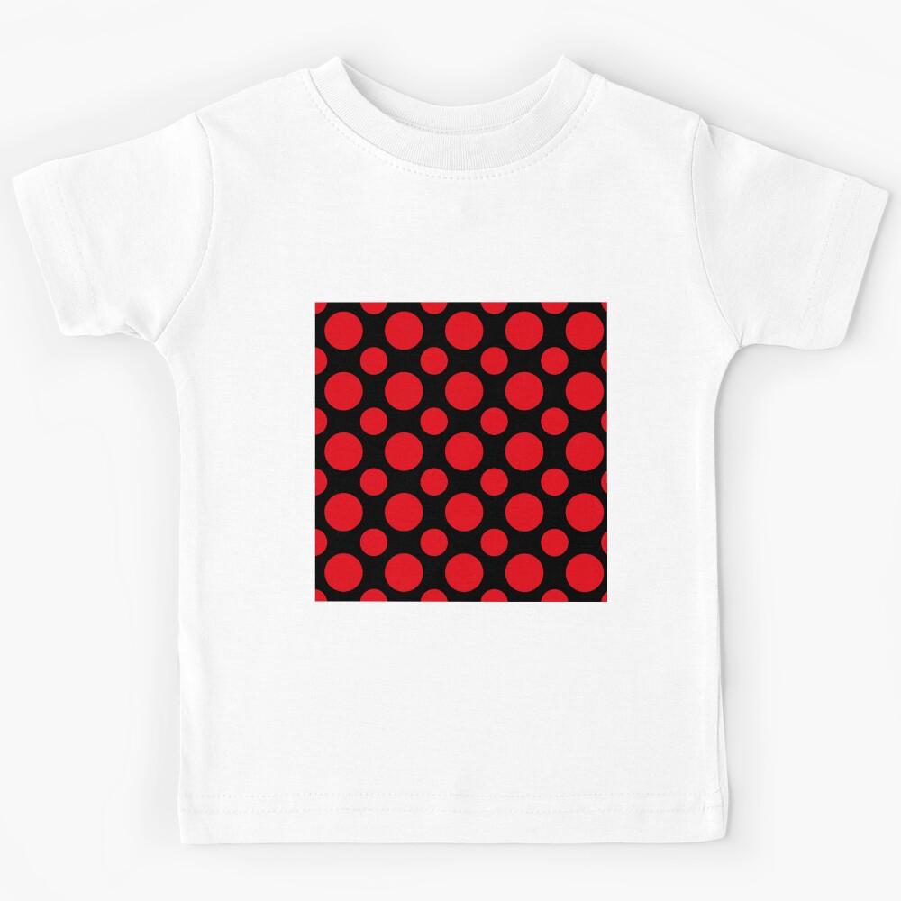 Red Black Seamless Polka Dot Pattern Design Kids T-Shirt 160