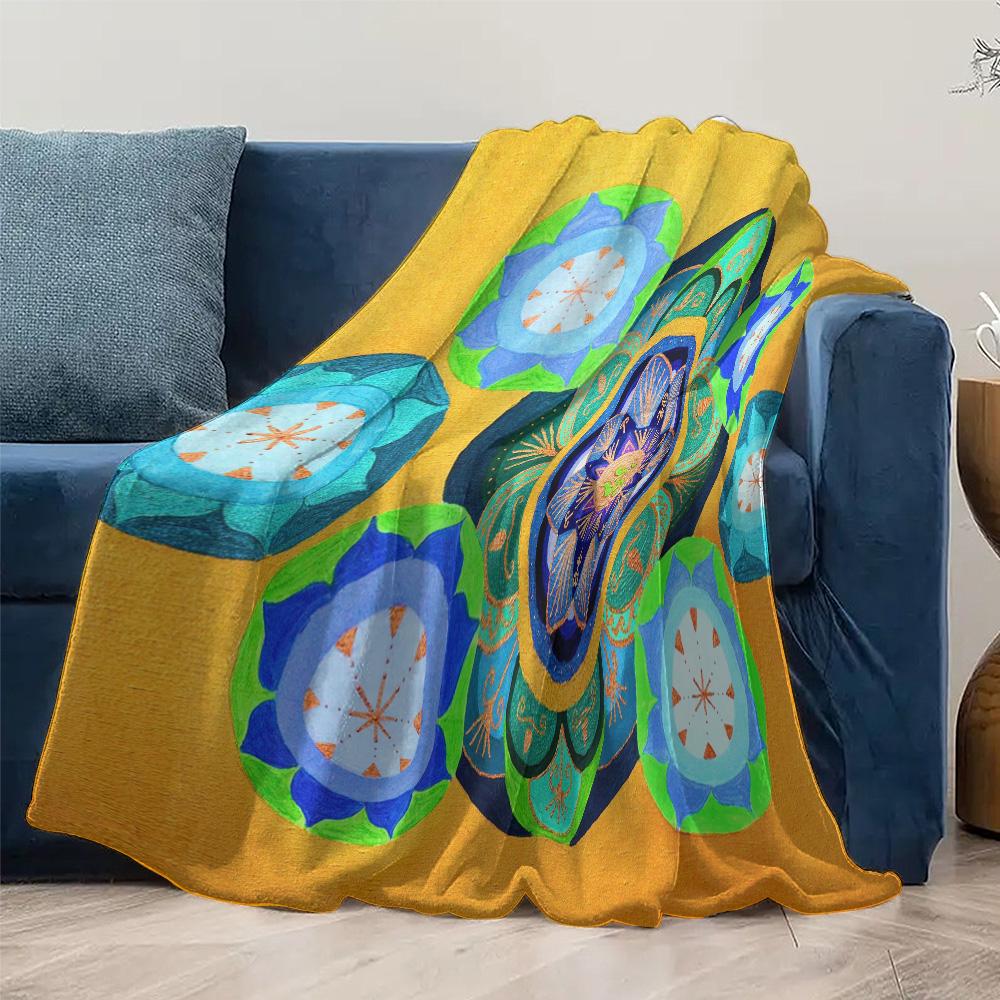 Boho Mandala Fleece Blanket Psychedelic Geometric Print Throw Blanket Festival Blanket Bedspread Home Decor