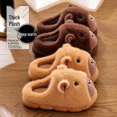 Chinelos de Maternidade Antiderrapantes de Algodão Capivara - Sapatos Fechados Quentes para Interior 2025 para Casais
