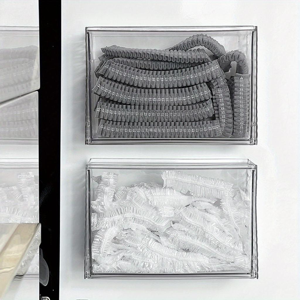 Genomskinlig Självhäftande Förvaringslåda Väggmonterad för 30 Skoskydd 10 Munskydd 5 Nyckelkrokar Skyddsutrustningsdispenser Ingen Borrning Rent Utseende