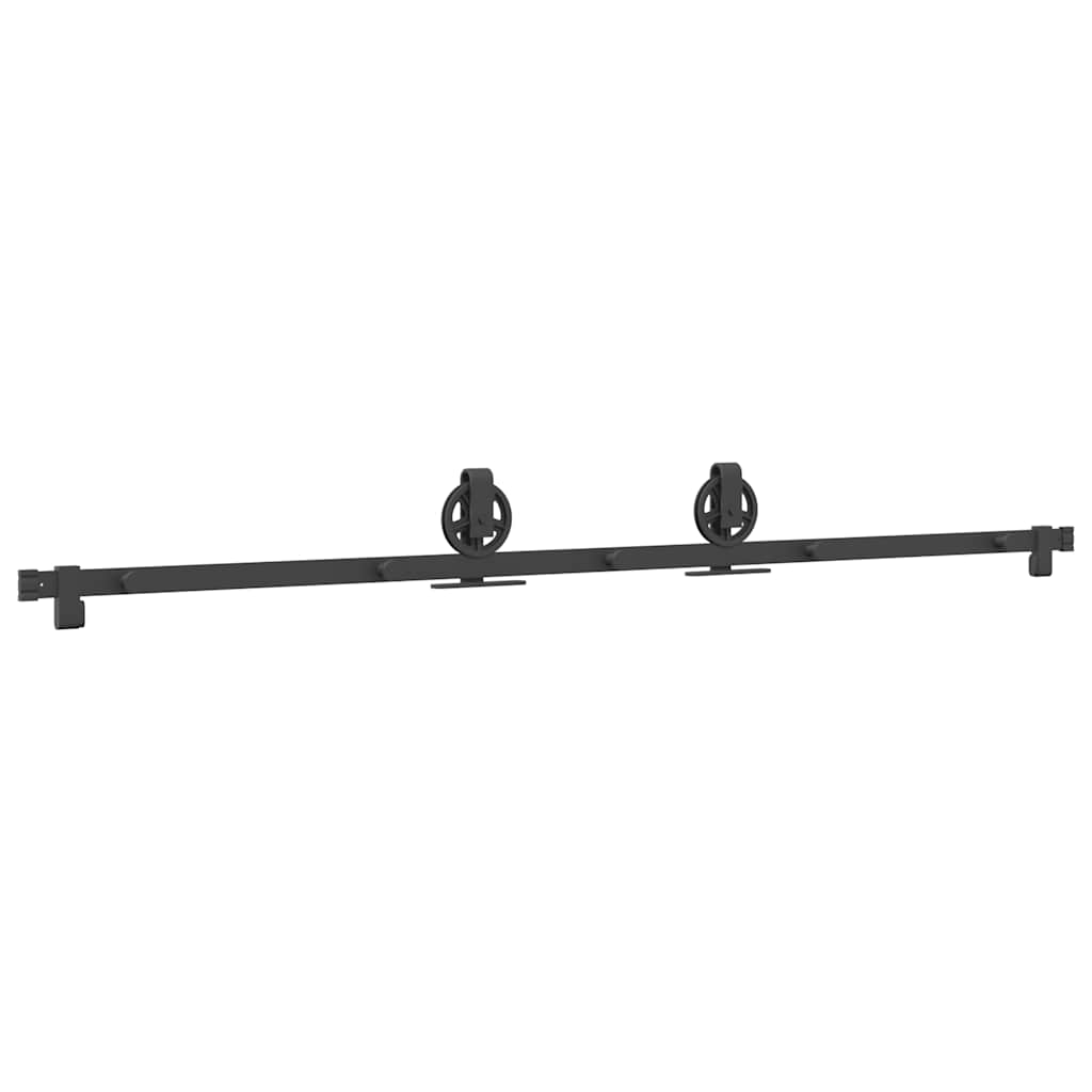 Vidaxl System for Sliding Door Installation, 200 Cm, Steel, Black