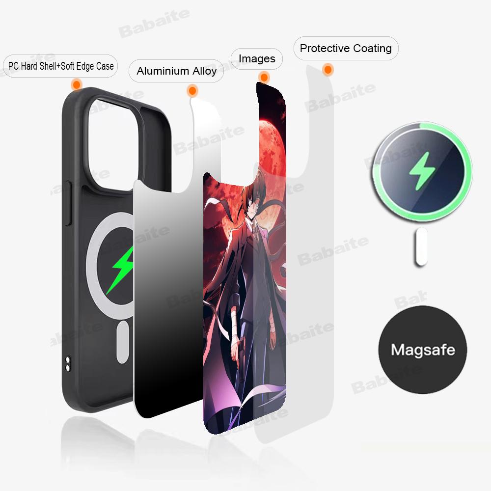 

O-Osamu Anime D-Dazai Phone Case Magnetic Case For IPhone 16 14 13 12 11 15 Pro Max Plus For Magsafe Wireless Charge Cover iPhone 12 Pro