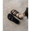 Flat-soled Sandals Women's 2025 New Summer Outer Wear Belt Buckle One-word Open-toed Roman Shoes Soft-soled Fashion Beach Shoes