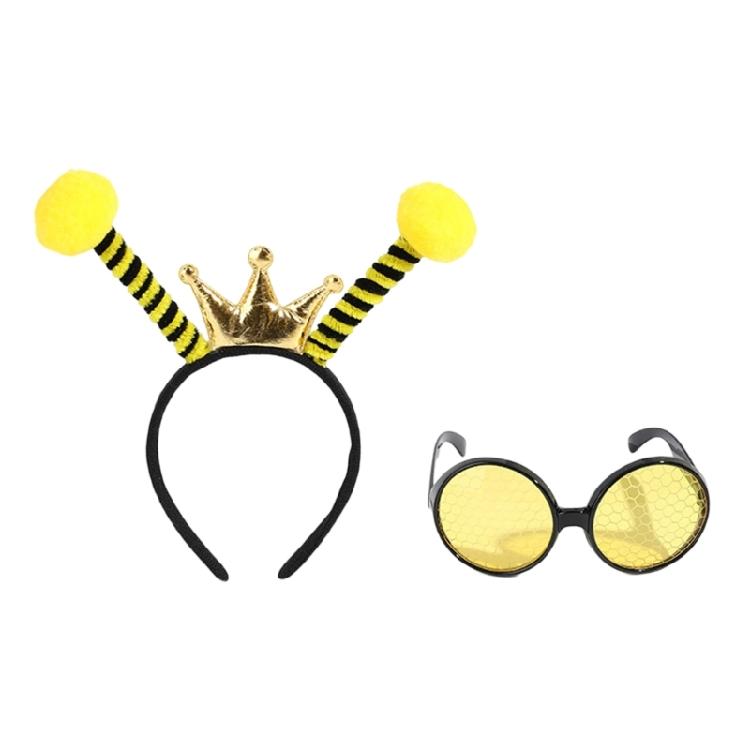 Bumble Bees Costume Kit for Kids Adult Honeybee Costume Antenna Headband Antenna Glasses Halloween Cosplay Party Props