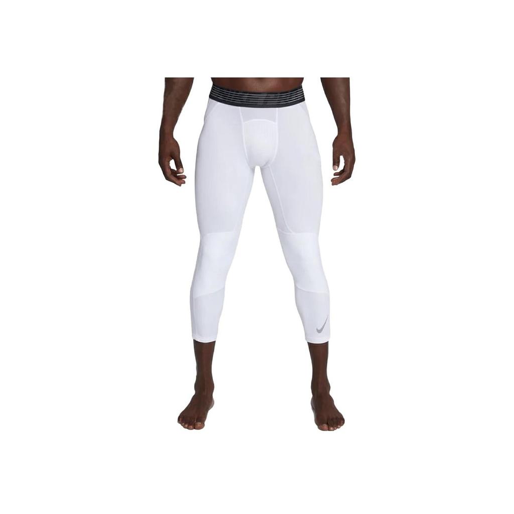 Nike Pro Hypercool Letter Waistband Basketball Training Three-Quarter Compression Pants Men bottoms White 891835-100