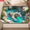 Illusion Pond Tiger 2D Flat Door Mat - Absorbent Washable Polyester Rug for Bedroom, Living Room Entrance & Bathroom Decor
