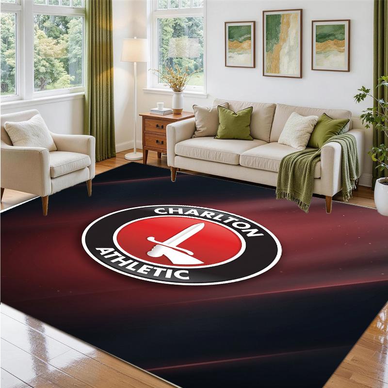 Charlton Athletic FC Design Crystal Velvet Rug Soft Decorative Mat for Bedroom Entrance