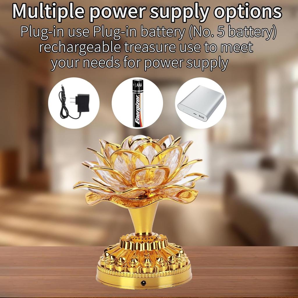 OUKENS Buddhist Lamp, 110-240V US Plug Buddha Lotus Light LED Lotus Lamp 7 Colorful Golden Buddha Night Light Buddhism Faith Supplies