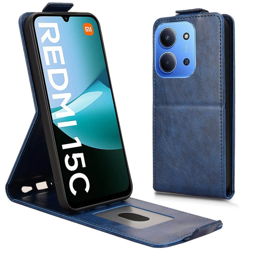 

For Xiaomi Redmi 15C 4G (171mm)/Poco C85 4G Stand Case Magnetic Clasp Vertical Flip Leather Phone Cover with Card Holder Dark Blue