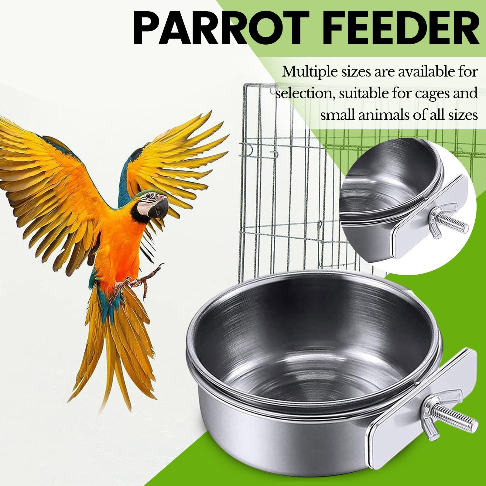

Bird Parrot Pet Stainless Steel Food Bowl One Size
