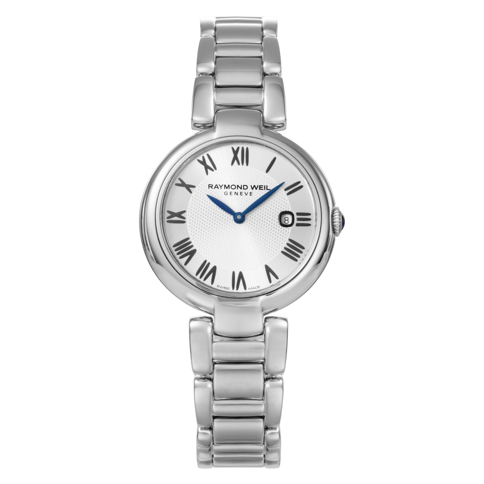 

Raymond Weil SHINE Stainless Steel Sapphire Quartz 5 ATM Water Repetto Collaboration Pink and Black Calfskin Exclusive Swiss Watch Silver Watch, Dial,