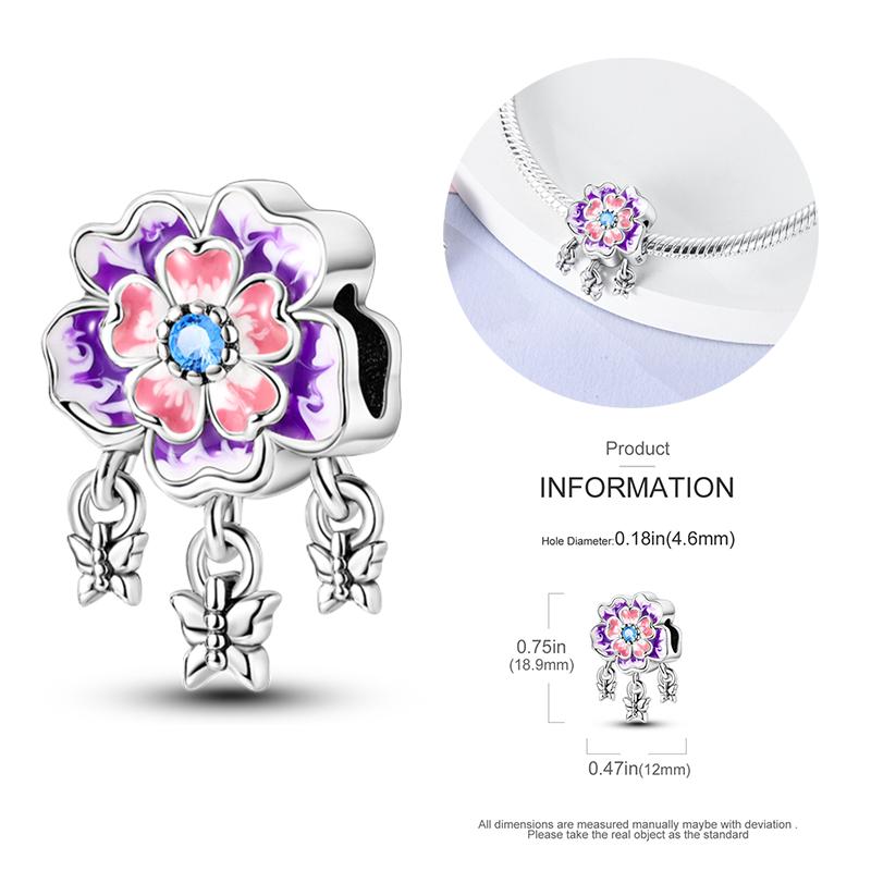 New Copper Bow Star Love Pink Series Charm Beads Suitable For 3Mm Original Bracelet Diy Fashion Jewelry Gift