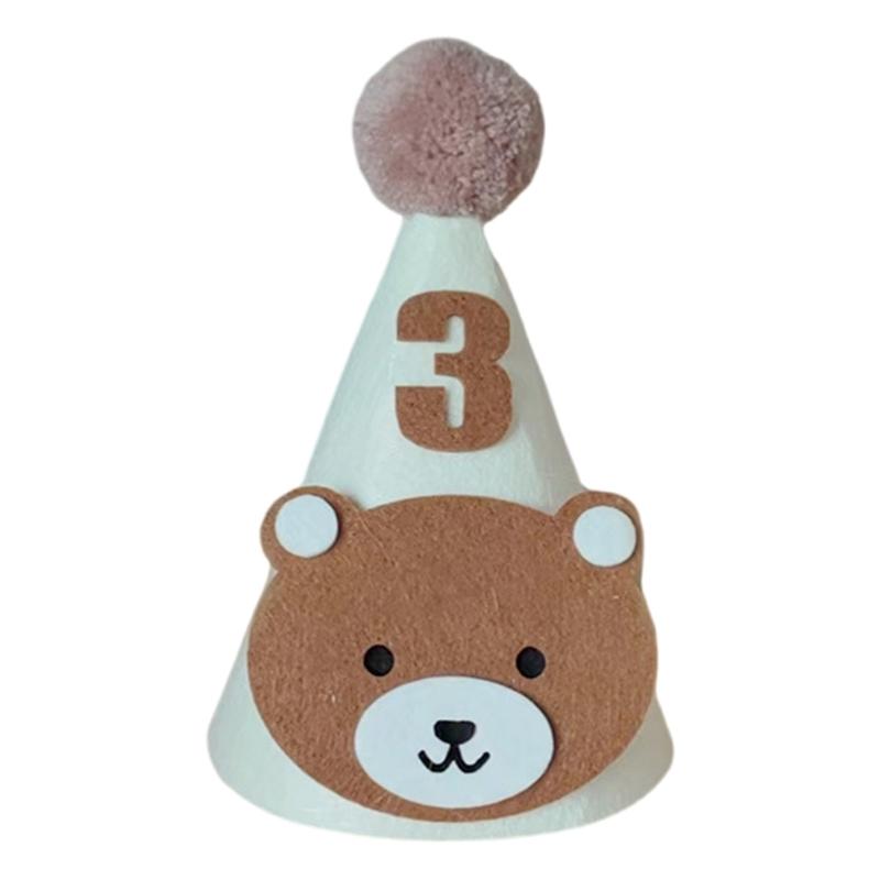 Liebevolle Bären-Geburtstagsparty-Hut für Kinder 1-9T, Bequeme Zahlen-Partyhüte für Kleinkinder, Babypartys und Feiern