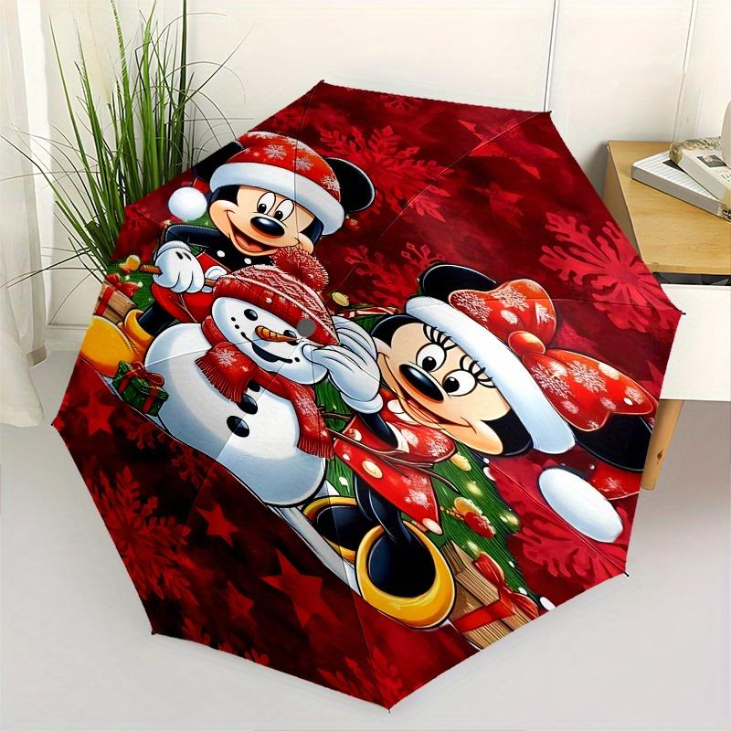 

Mickey Mouse, Minnie Mouse Automatic Opening and Closing Umbrella - 8 Ribs Portable Folding Umbrella with Plastic Handle, Suitable for Leisu