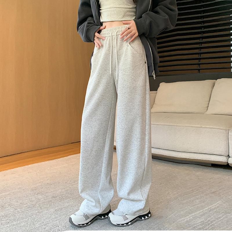 

Женские брюки прямого покроя с карманами, однотонные, с длинными завязками, эластичные, с высокой талией, повседневные брюки XL бежевый