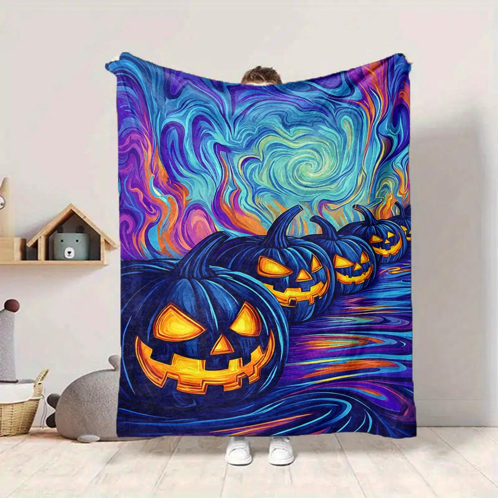 1 Stück Halloween Kürbisse Decke Leichte Flanelldecke Überwurfdecke für Sofa, Bett, Reisen, Camping, Wohnzimmer, Büro yy251015170