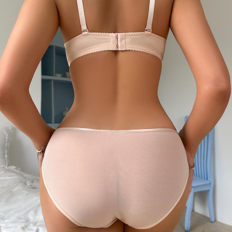 European Size Embroidered Underwear Set Butterfly with Underwire Bra Lace Breathable Panties