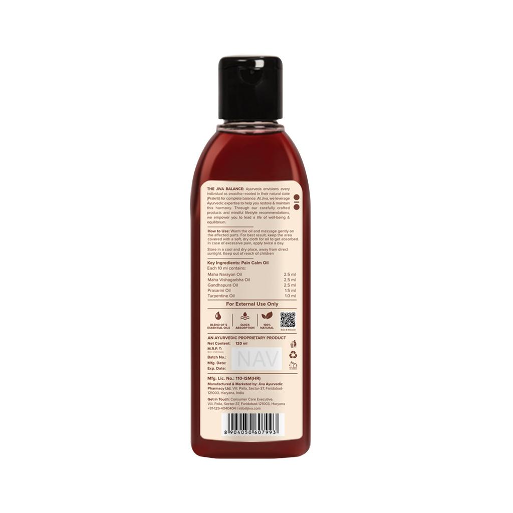 Jiva Pain Calm Oil 120 Ml | Blend Of 5 Ayurvedic Oils | Relieves Knee, Legs, Shoulder, Muscle & Joint Pain | Controls Swelling And Joint Inflamma