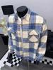 Men's Thickened Plaid Shirt Jacket with Lapel and Pockets - Autumn/Winter