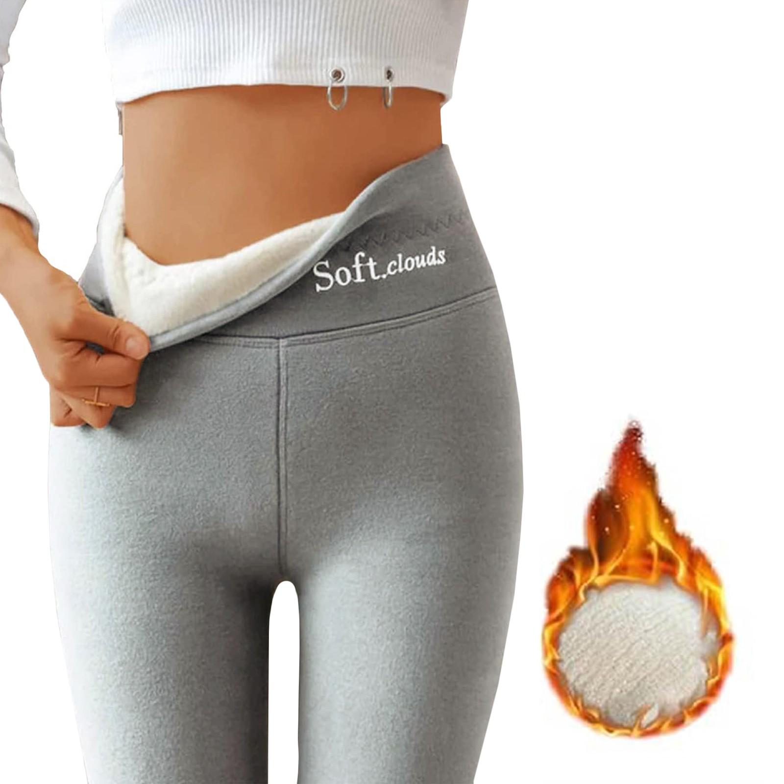 

Женские повседневные брюки с высокой талией, однотонные флисовые термолеггинсы, зимние длинные флисовые брюки для бега из плюша M