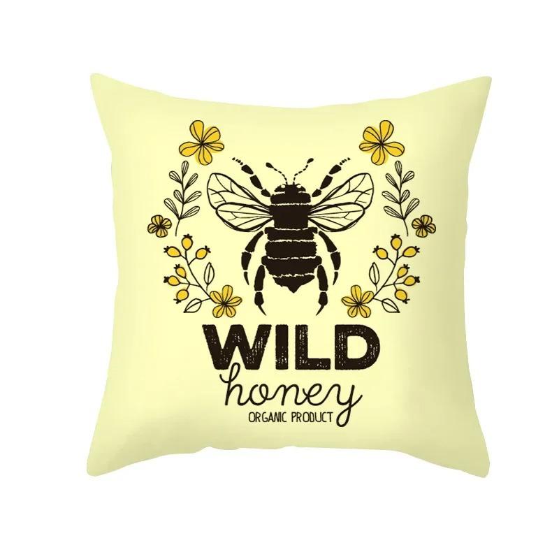 Office Living Room Home Pillowcase Car Ornaments Cartoon Bee Print Pillowcase