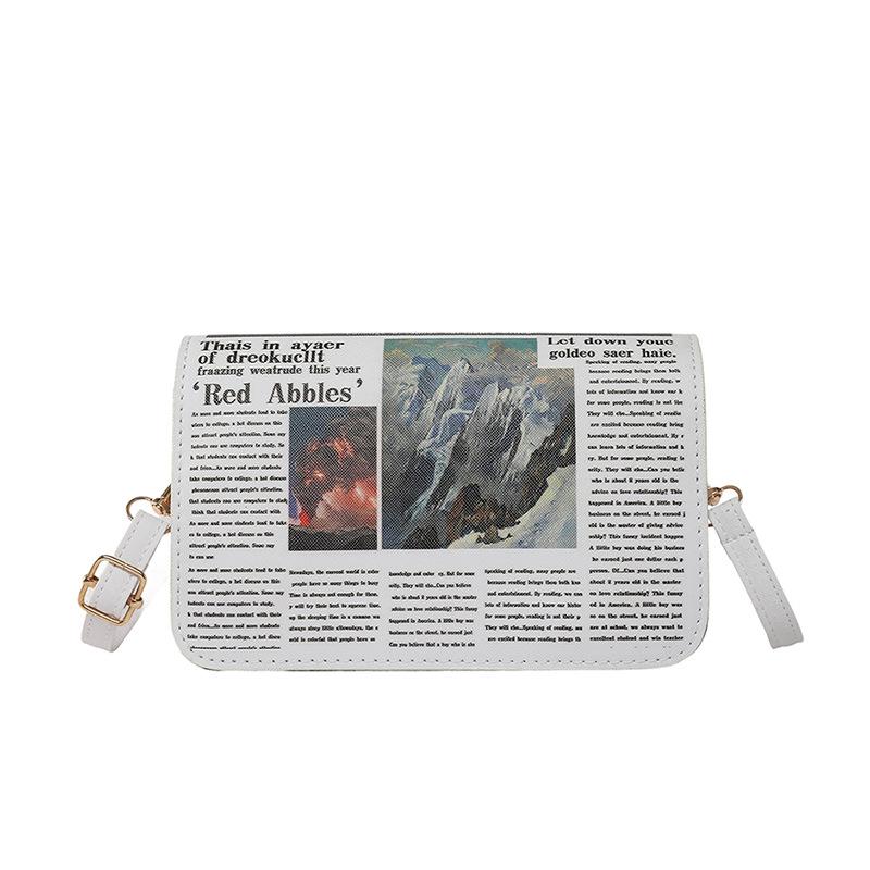 Newspaper Wind 2025 Personalized New Fashion Simple Design Trend Summer Shoulder Crossbody Women's Small Square Bag