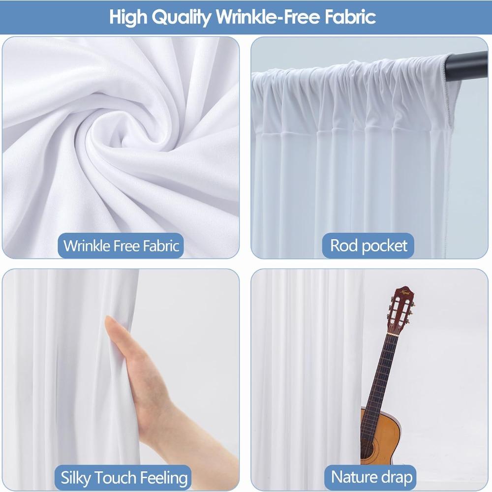 10x10ft Wrinkle Free White Backdrop Curtain for Parties Soft Fabric Drapes Wedding White Curtain Backdrop for Birthday Party Decorations Background