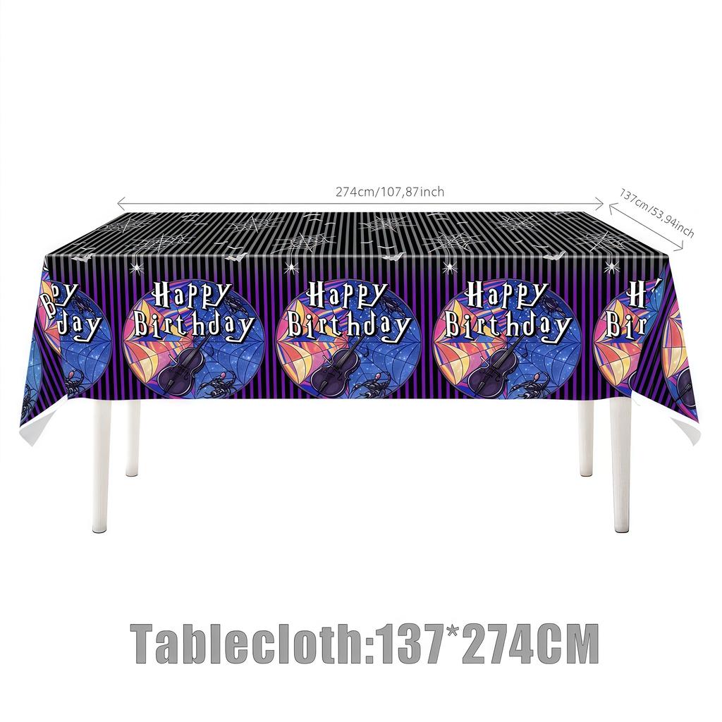 Birthday Party Decorations Supplies Kit Balloons Cups Plates Backdrop Banner Addams Theme Birthday Cake Decor Kids Favor Gifts
