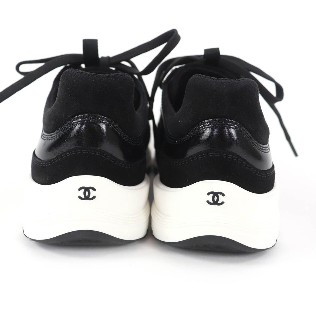 Pristine CHANEL Low cut sneakers COCO Mark black leather Women 37 G46609 Used