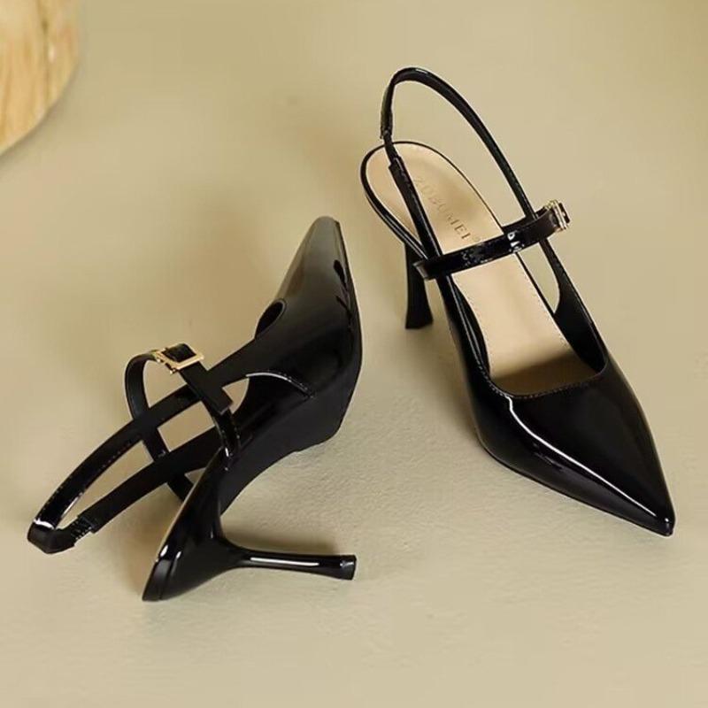 Mode Spitzschuh Flacher Ausschnitt Rutschfest Hohe Absätze Damen Neu Stiletto Riemchen Vielseitig Hinten Leer Umwickte Zehensandalen