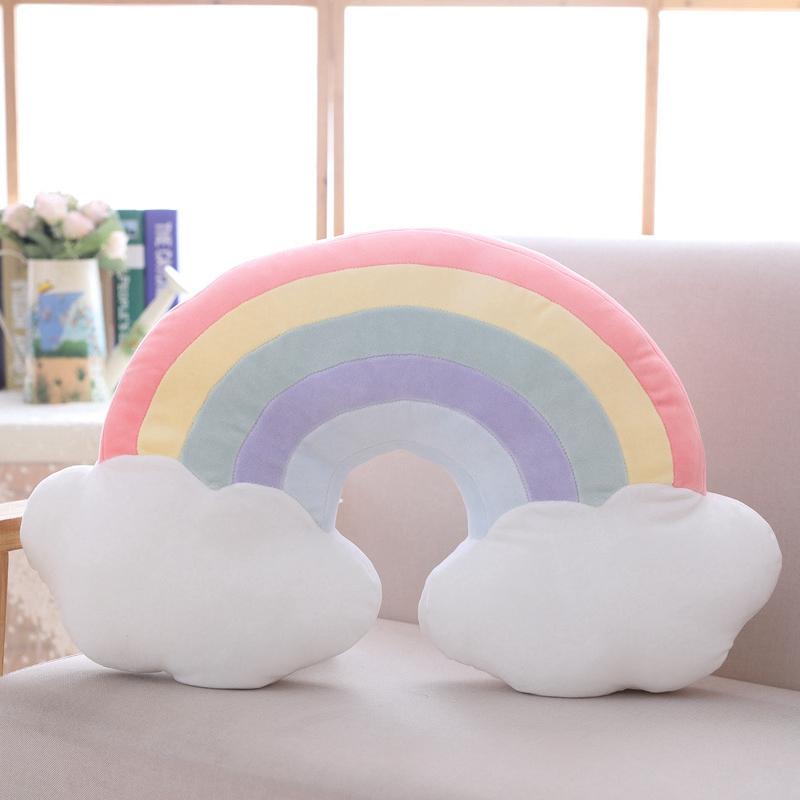 55x33cm Fantastic Ultra Soft Rainbow Plush Pillow Stuffed Sky Pillow Pink Red Decoration for Sofa Chair