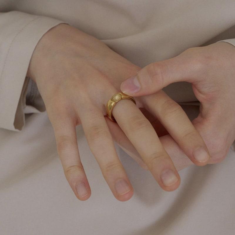 ovbeige [VEI] 925silver STONE BOLD RING_RUTILATED QUARTZ