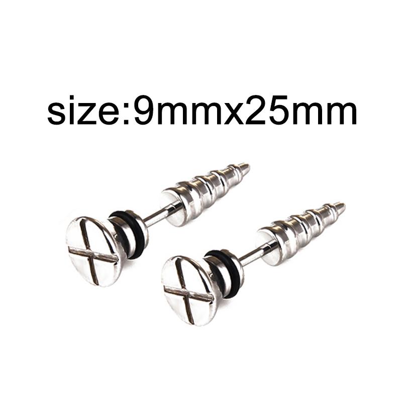 1 Pair Gothic Black Steel-Color Funny Screw Back Stud Earrings For Men/Women Round Ball Spike Cone Tip Stainless Steel Jewelry