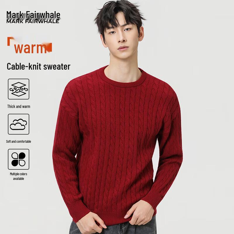 Mark Fairwhale Men's Thickened Cable Knit Sweater