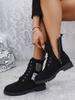 2024 Plus Size Women's Autumn Chunky Heel Round Toe Martin Boots - British Style Short Boots
