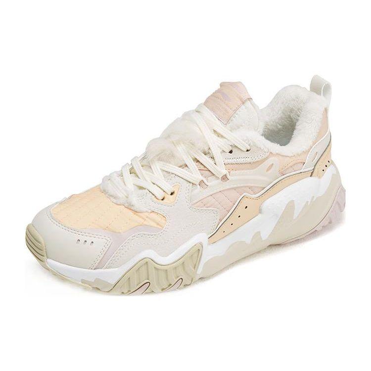 Li-Ning Cat Paw Lite Comfortable Versatile Shock Absorbing Non-Slip Low-Top Casual Shoes Women Sneaker Orange White AGCS352-3