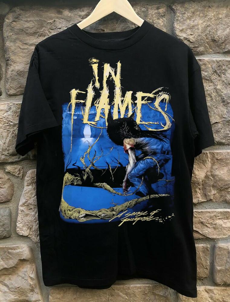 Reprint In Flames Band Short Sleeve Cotton Black All Size Men T-Shirt Unisex T-Shirt XL