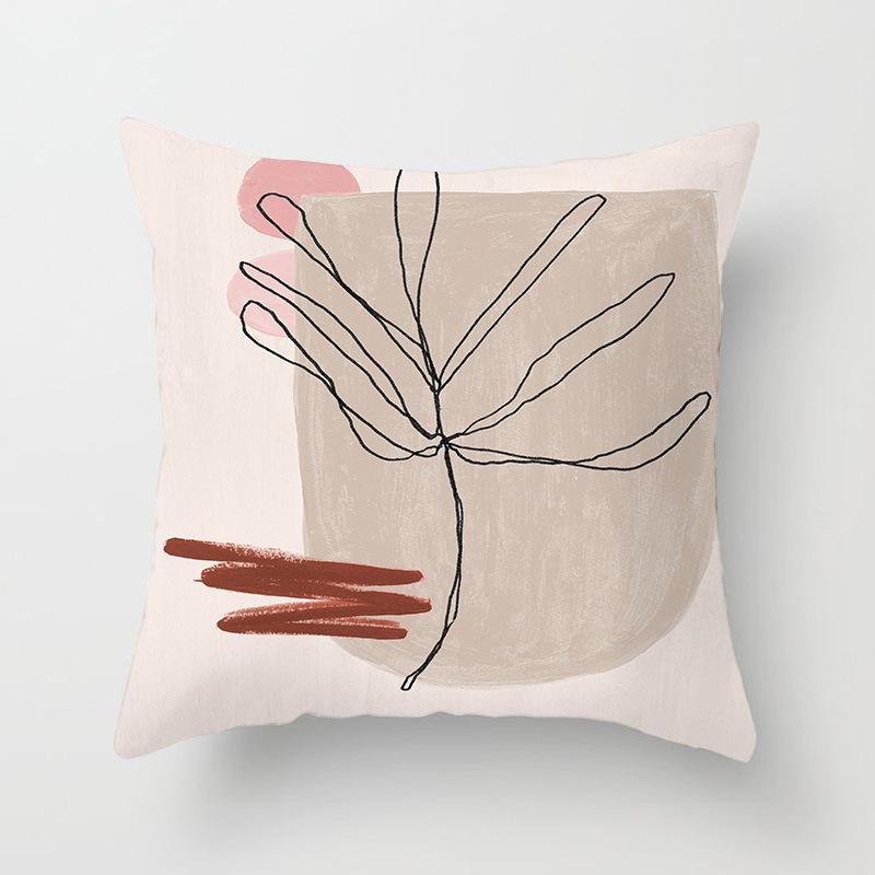 Nordic Simple Abstract Line Drawing Polyester Cushion Cover Decorative Pillowcase Modern Living Room Sofa Pillow