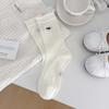 Spring and Summer Lightweight Socks with Children's Embroidered Letters, Mesh Netting for Good Airflow, Versatile and Decorative Edging Padded Socks