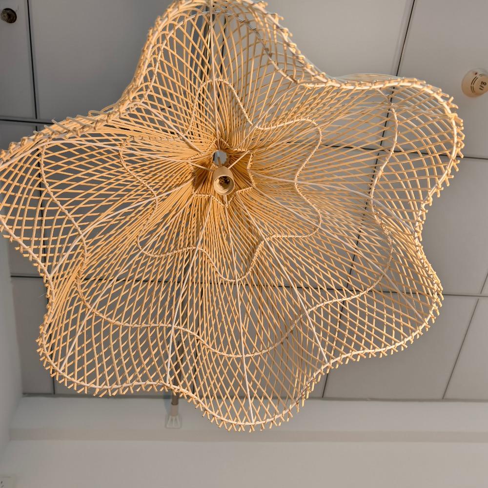 JOYINLED Bohemian Handmade Rattan Decorative Pendant Light Creative Shaped Lampshade 60cm for Living Room Bedroom Dining Room