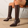 Fashion Comfortable Knee High Long Boots for Women Autumn Thin High Heels Fashion Leather Boots Pointed Toe Sexy Side Zipper Botas Mujer