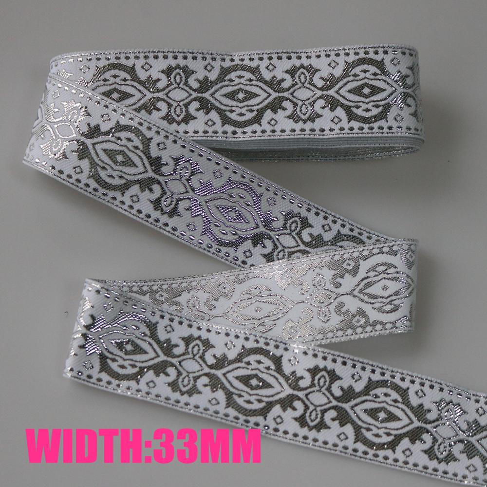 7 METER 25MM~40MM Gold Silver Vintage Ethnic Embroidery Lace Ribbon Boho Trim DIY Clothes Bag Accessories Embroidered Fabric