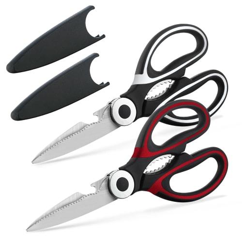 Evanda Kitchen Scissors, Set of 2, Stainless Steel, for Meat, Chicken Bones, Vegetables, and Fish, Multi-Purpose Scissors, Dishwasher Safe, Easy To Cl