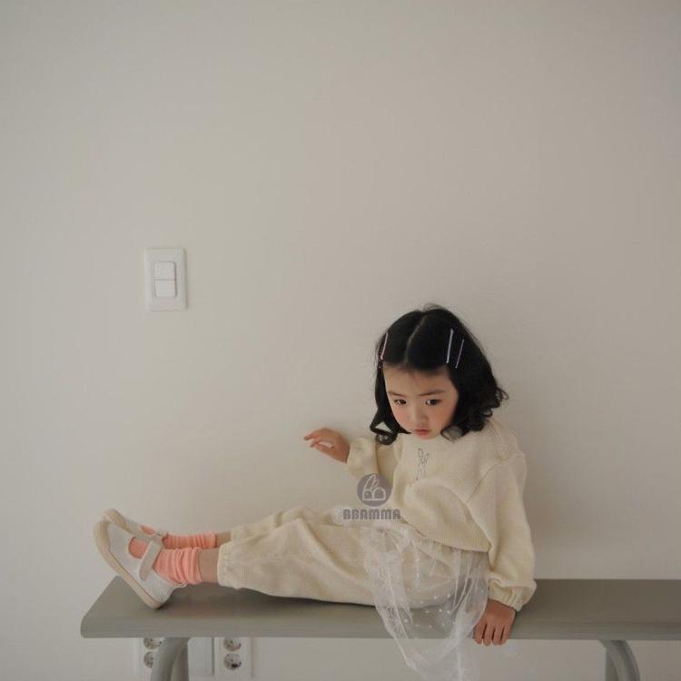 Autumn Clearance: Korean Kids' Waffle Knit Rabbit Print Two-Piece Set