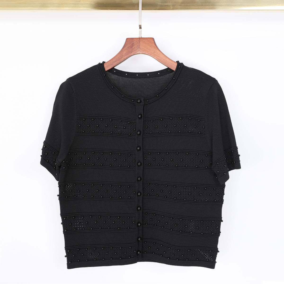 Spot high-end quality spring and autumn new beaded Internet celebrity knitted top + suspender sleeveless dress set 25310 S