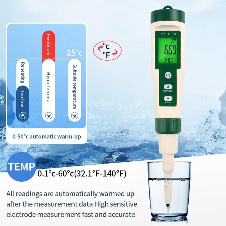 YY1030 pH Meter - Food, Soil, and Cosmetic Tester with 0.00-14.00 Range for Acidity and Temperature Measurement
