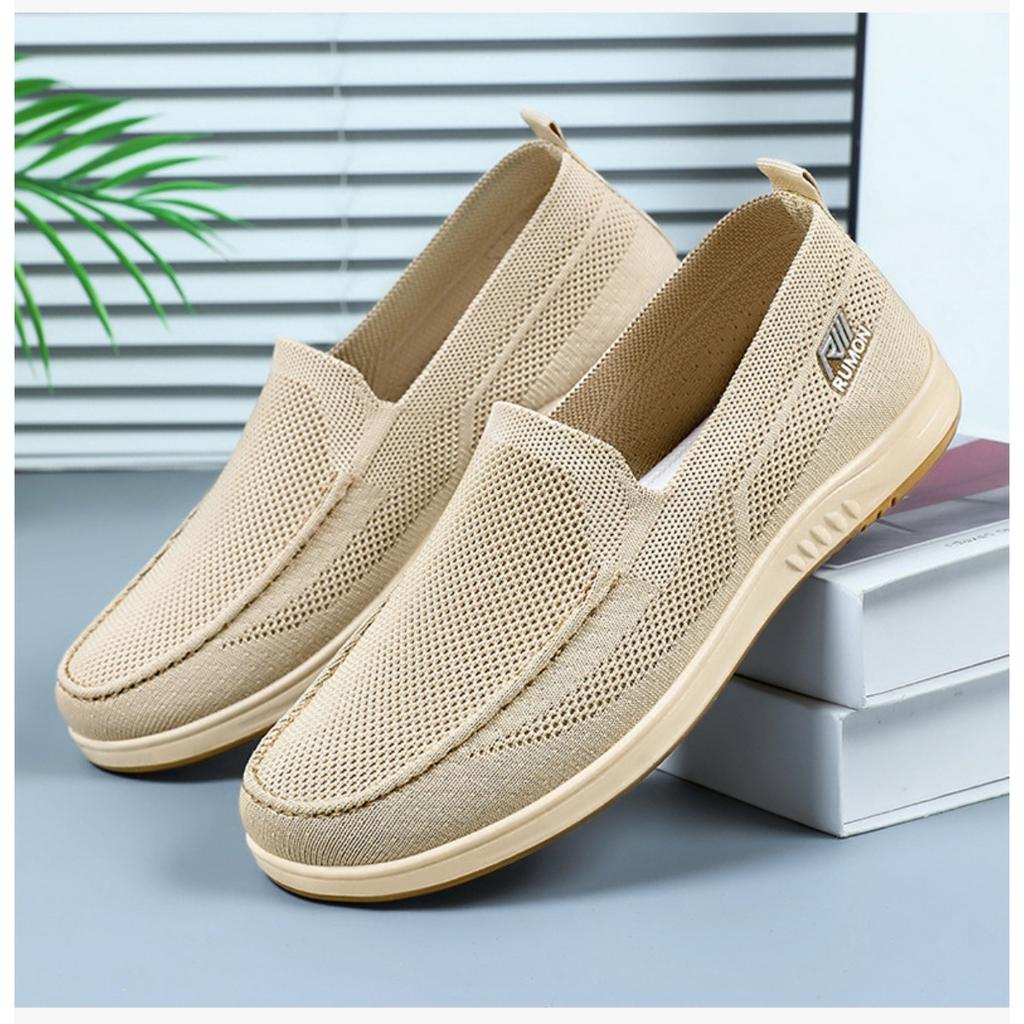 Pánská ležérní obuv, Fly Woven Vydutá Prodyšná Síťovaná Obuv Bez Zápachu, Boty na Jednu Nohu Látkové Boty